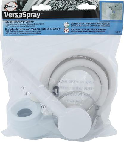 Danco VersaSpray Portable Handheld Shower Head Sprayer, White (10086)