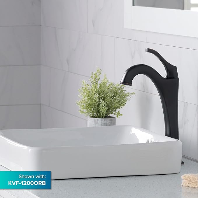 KRAUS Elavo Square Semi-Recessed Vessel White Porcelain Ceramic Bathroom Sink with Overflow, 16 1/2 inch KCR-281