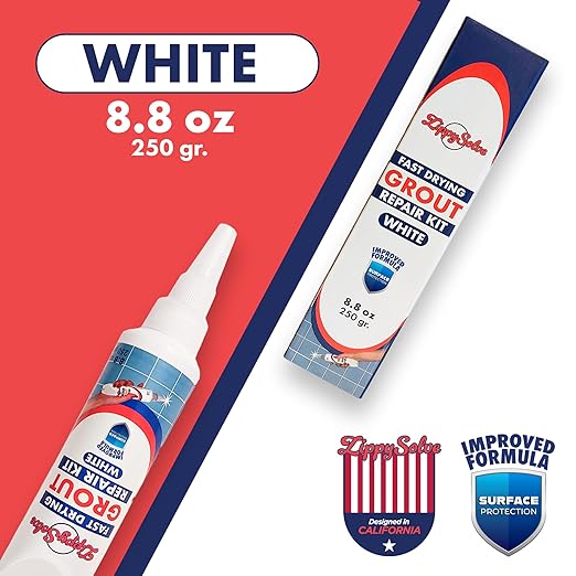 Tile Grout Repair Kit, Refresh Tile Grout Filler (8.8 oz, White) | Restore & Renew Tile Joints, Fast-Drying Grout Sealer & Paint, Squeeze Tube for Bathroom, Shower & Kitchen Floors, Waterproof