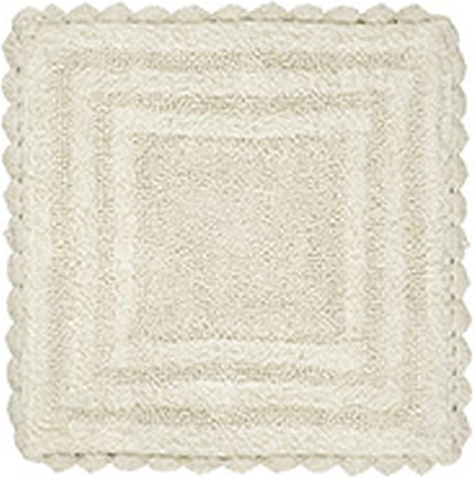 Better Trends Lilly Crochet Round Bath Rugs & Absorbent Bathroom Mat, Reversible Bath Rugs, Bath mats for Bathroom, 100% Cotton Bathmats Washable - 24", Cream Round Rug