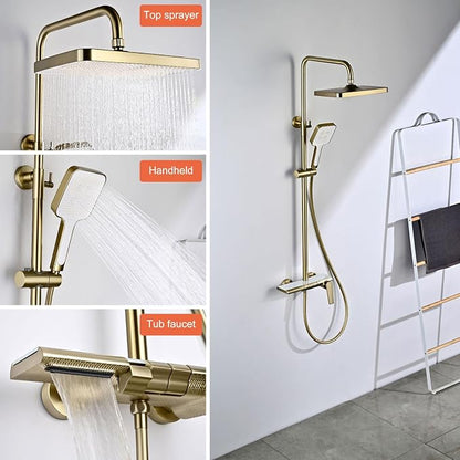 Exposed Shower System, Modern Piano Key Design, BSS0321 Shower Head Set, 30x20cm Shower Faucet Sets Complete, Handheld, Bathtub Faucet, 59A All Copper, Anti-Corrosion