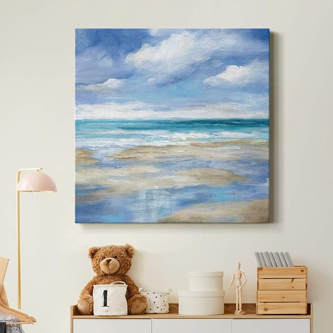 Renditions Gallery Washy Coast Wall Art, Premium Gallery Wrapped Canvas Decor, Ready to Hang, 24 in H x 24 in W, Made in America Print