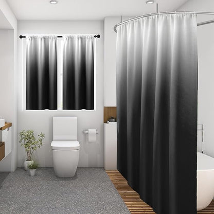 Shower Curtain Set, for Bathroom Decor 72" x 72", Modern Gradient | Ombre Waffle Textured Waffle Textured Cloth Waterproof Matching Window Shower Curtain 36 x 30 Inches