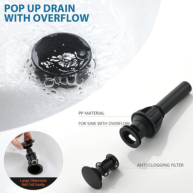 4 Inch Black Bathroom Faucets 3 or 2 Hole - 2 Handles Centerset Faucet Bathroom, Matte Black Vanity Sink Faucets with Pop-up Drain 360° Swivel Spout Suitable for RV Restroom Remodel