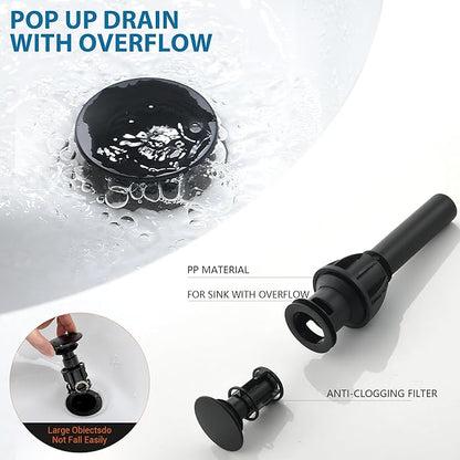 4 Inch Black Bathroom Faucets 3 or 2 Hole - 2 Handles Centerset Faucet Bathroom, Matte Black Vanity Sink Faucets with Pop-up Drain 360° Swivel Spout Suitable for RV Restroom Remodel