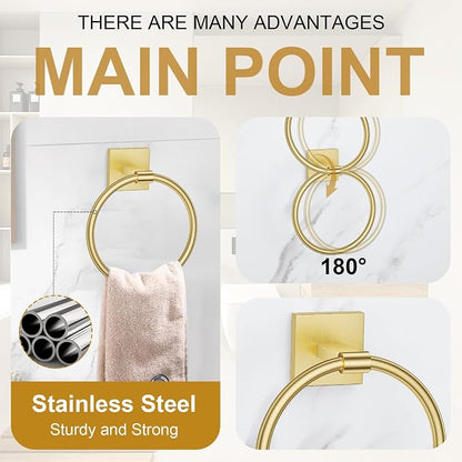 Brushed Gold Towel Bar Set, 5 Pieces Double Dase Toilet Paper Holder Bathroom Hardware Set, 23.6 Inch Stainless Steel Towel Racks for Bathroom Wall Mounted