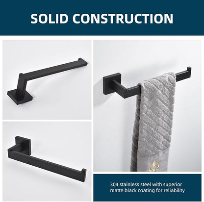 Angle Simple Bathroom Towel Holder Matte Black, 10.24-Inch Hand Towel Rack | Solid Rustproof SUS304 Stainless Steel, Easy Use Open Arm Design for Laundry Kitchen Shower Vanity Sink, Screws Mount
