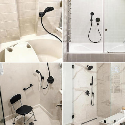 G-Promise Metal Handheld Shower Head Holder, No-Drill (Oil Rubbed Bronze) | Adhesive or Drilled Installation, Wide Adjustment Range Fits All Family Heights, Firmly Secure Showerhead, Easy to Install