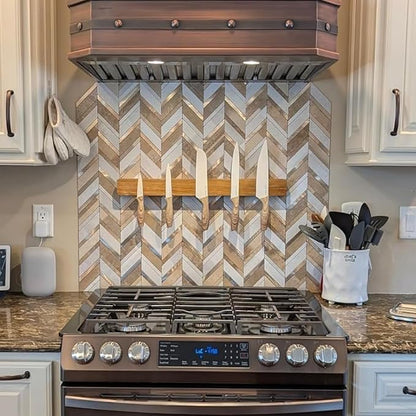 Yipscazo 10-Sheet Herringbone Backsplash Peel and Stick Tile, Beige Mixed Gray Stone Mixed Metal Gold PVC Stick on Backsplash for Kitchen, Waterproof Self Adhesive Wall Tiles for Bathroom