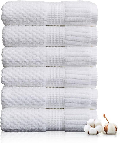 6 Pack 100% Cotton Hand Towels | White Towels | Oeko‑TEX Standard 100 | Soft & Absorbent, Quick‑Dry | Trinity Collection - Bright White