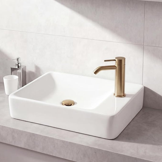 JONATHAN Y Felix 15" Wall Mounted Sink, Right Faucet, White | Mini, Ceramic, 8.5" Depth, Glossy Finish, Compact Bathroom Basin, Minimalist Style, Stain Resistant, Center Drain