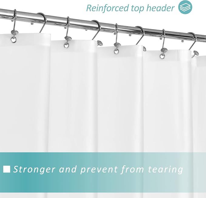 Mrs Awesome 72x78 Long Shower Curtain Liner Frost | 3 Bottom Magnets,12 Rustproof Grommets,Water Proof Lightweight PEVA,72W x 78H for Bathroom Long Size