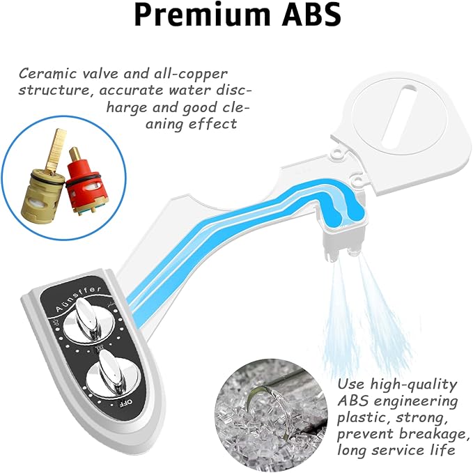 Bidet Toilet Attachment, Toilet Bidet Cold Water No-Electric, 3 Wash Modes Female Wash/Bidet Wash/Self-Cleaning, Super-Slim Design, 2 Years Support, Black