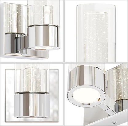 Alice Modern 1-Light Wall Sconce Light Fixture, Integrated Led and Premium Bubble Glass, for Kitchen Island, Hallway, Entryway, Passway, Dining Room, Bedroom, Balcony Living Room