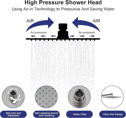 RUMOSE Rainfall Shower System with 4 Full Body Jet 4 Mode Shower Faucet Set | 12 Inch Rain Shower Head, 2 in 1 Handheld Spray, Brushed Nickel Brass Shower Jet Shower Fixtures, Wall Mounted