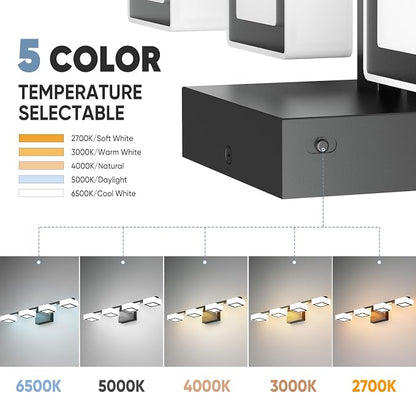 LED Modern Bathroom Light Fixtures Over Mirror, 4-Light Dimmable Vanity Lights, Matte Black Acrylic Bathroom Vanity Light, 2700K-6500K Adjustable, ETL Certificated