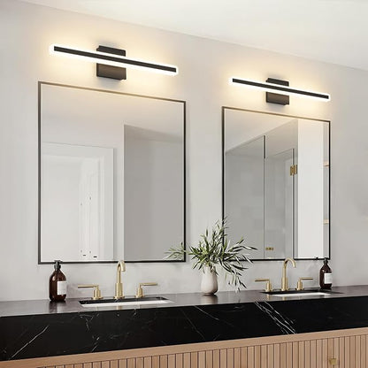 JUSHENG Black Vanity Lights for Bathroom, 24 Inch 20W 5CCT Dimmable Bathroom Light Fixtures Over Mirror, Modern LED Vanity Light Bar Above Mirror