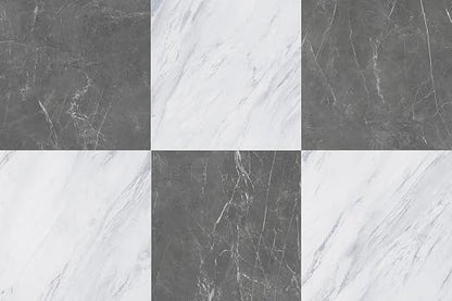 Peel and Stick Floor Tiles | Light Gray Marble | 30 Sq.Ft | Matte Finish / Surface Coated / Anti-Sctrach / Easy to Clean / Kitchen /Bathroom / Living Room /RV