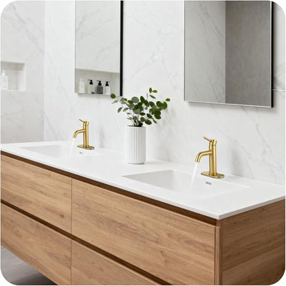 Brushed Gold Bathroom Faucet Single Handle Bathroom Sink Faucet | with Pop-up Drain & Deck,Supply Hoses,Stainless Steel Bathroom Sink Faucet 1/3 Hole,Water-saving aerator,Fits home,RV