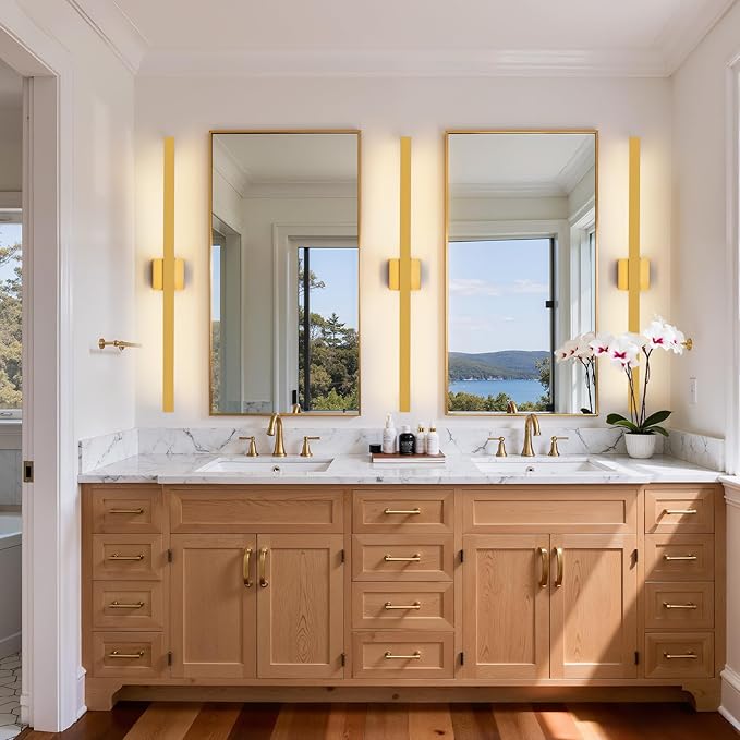 Modern Bathroom Lighting Fixtures Over Mirror, 39 Inch 30W Gold Vanity Light Bar for Bathroom, Dimmable 5CCT LED Bathroom Wall Light Fixtures