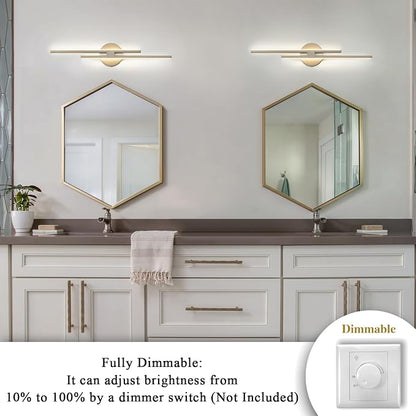 EDISLIVE Dimmable Modern LED Vanity Light Fixtures Bathroom Vanity Wall Lighting, 23.6 in Mirror Vanity Lighting Fixtures for Bathroom Bedroom Makeup Living Room,3000K Warm Light(Nickel)