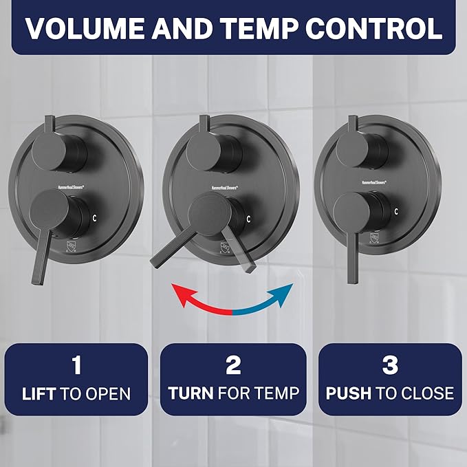 HammerHead Showers Solid Metal Shower Valve and Trim Kit, Two-Handle Volume and Temperature Control with Integrated Diverter, Pressure Balance Rough-In Valve Included, Oil Rubbed Bronze