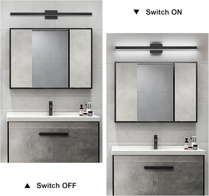 LED Modern Bathroom Vanity Light Fixtures (40-Inch, Cool White 6000K), Modern Acrylic Bathroom Wall Lighting Fixtures for Bathroom Over Mirror, Matte Black