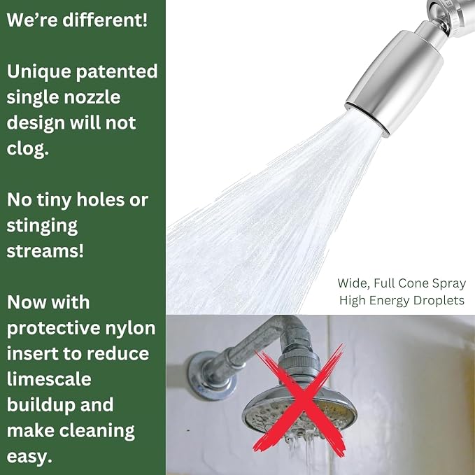 High Sierra® - CLASSIC™ Solid Lead-Free Metal 1.8 GPM Award Winning. Low Flow Shower Head. Patented Nozzle Never Clogs - Matte Black Finish
