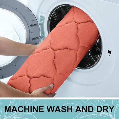 OLANLY Memory Foam Bath Mat Rug 24x16, Ultra Soft and Absorbent Bathroom Rugs, Non-Slip, Comfortable, Machine Washable Bath Carpet for Bathroom Floor, Tub, Shower and Home Decor Accessories, Coral