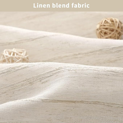 Linen Shower Curtain Cream, Sheer Fabric Boho Farmhouse Shower Curtains for Bathroom Cotton Natural Cloth Liner Set 72" W x 72" L