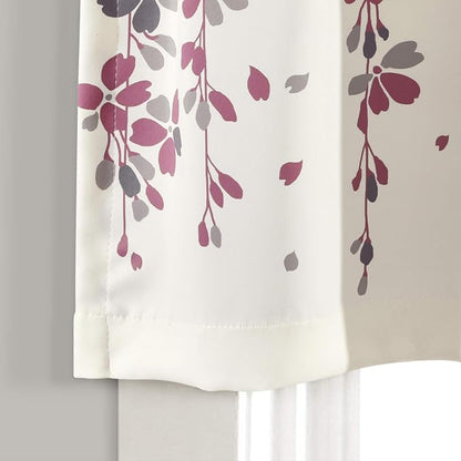 Lush Decor Valance Weeping Flower Light Filtering Window Curtain, Purple & Gray