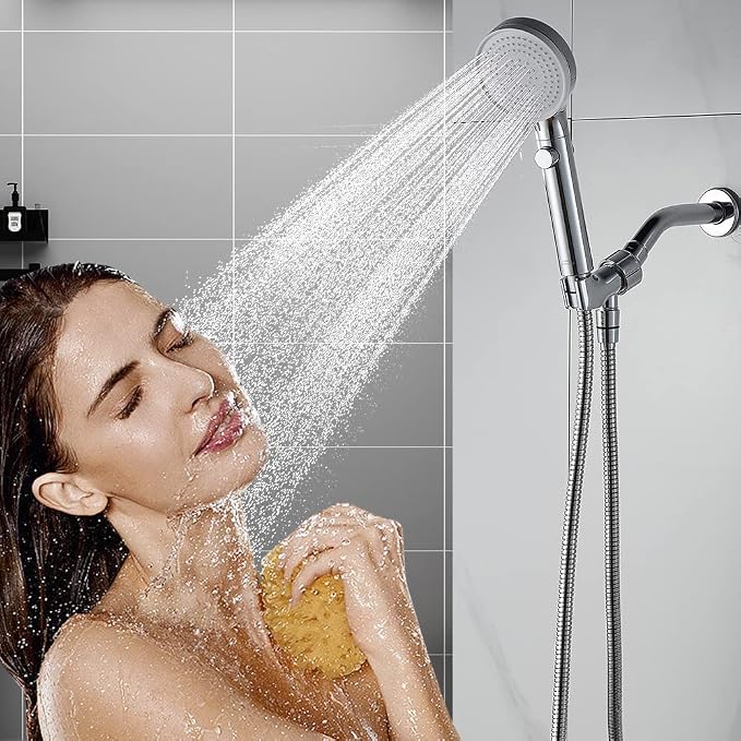 Shower Head with Handheld Shower Head with ON/Off Switch 3-Modes | High Pressure Shower Head with Hose, Chrome Finish, 60inches Hose