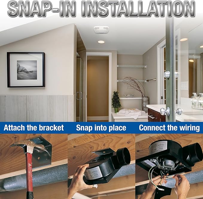 Air King 90 CFM 3.0 Sones Ceiling Mounted Snap-In Installation Bathroom Exhaust Fan, BFQ90