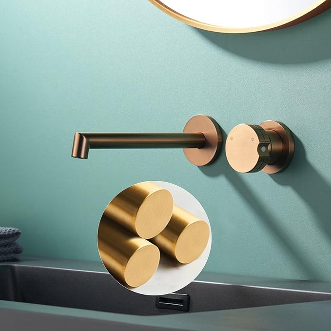 BiaoTeng Concealed Wall Mounted Faucet Bathroom Brass Hot and Cold Faucets for Bathroom Sinks Single Handle Grey
