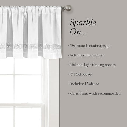 Lush Decor Night Sky Valance Curtain Single, 84"W x 18"L White & Silver - Extra Wide Curtains - Kitchen Curtains Valances For Windows - Bathroom Curtain