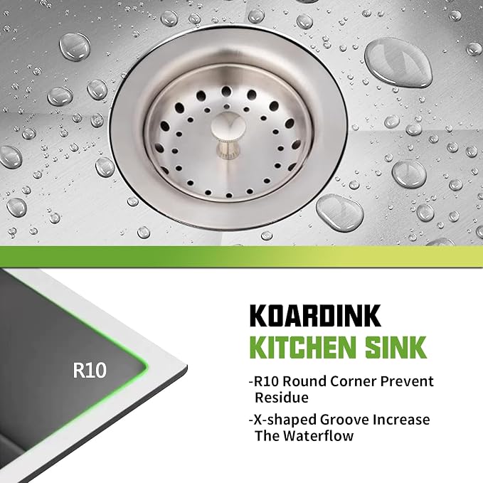 33x19 Inch Drop-in Kitchen Sink, Stainless Steel, Single Bowl | Modern Topmount Kitchen Sink Combo, Include SS Grid,Silicon Mat,Drain Strainer Set, Compatibility With Various Kitchen Style