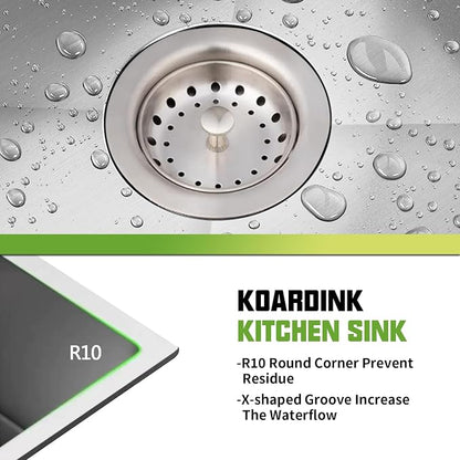33x19 Inch Drop-in Kitchen Sink, Stainless Steel, Single Bowl | Modern Topmount Kitchen Sink Combo, Include SS Grid,Silicon Mat,Drain Strainer Set, Compatibility With Various Kitchen Style