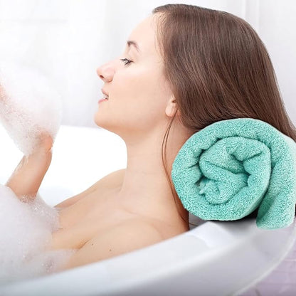 Cleanbear Bath Towels Set of 2, Ultra Soft Cotton Towels 55 by 27 Inches | Thick Shower Towels for Body Drying, 2 Colors (Light-Brown and Teal) for Bathroom, Guestroom, Spa, Beach