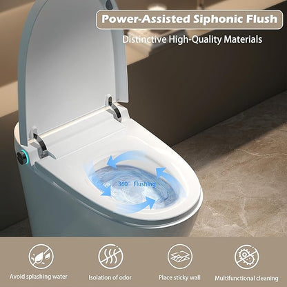WinZo Smart Toilet with Bidet Built in, ADA One-Piece Toilet Auto Open/Close & Flush, Heated Seat, Front & Rear Wash, LED Display, Night Light, 12-inch Rough-in (White)