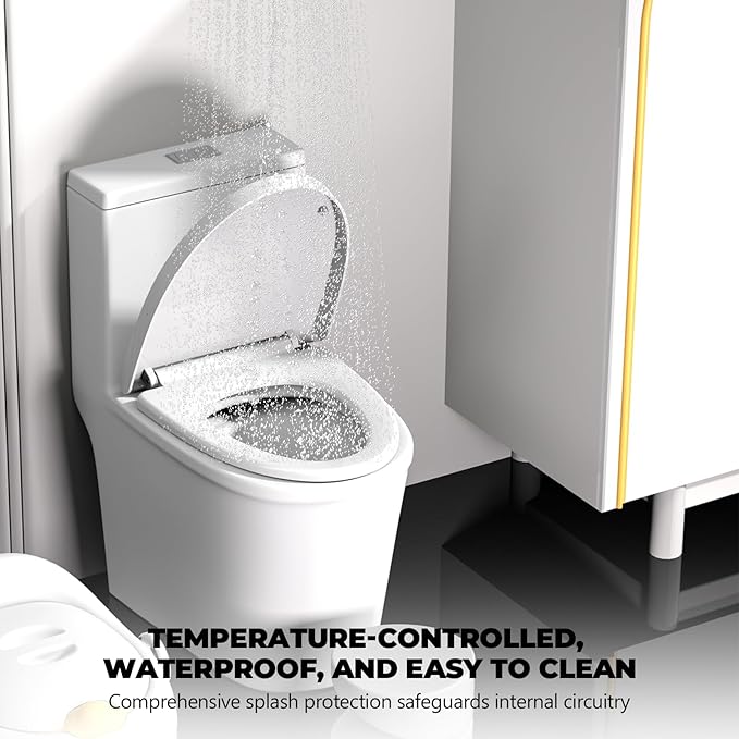 Heated Toilet Seat -Warmer Toilet Seats Elongated 6 Visual Temp Adjustable, 24V Safe Voltage Output, Slow-Close, Energy Saving, Easy Installation with PID Temperature Control