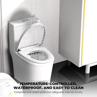 Heated Toilet Seat -Warmer Toilet Seats Elongated 6 Visual Temp Adjustable, 24V Safe Voltage Output, Slow-Close, Energy Saving, Easy Installation with PID Temperature Control