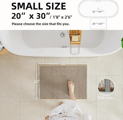 TYUU Waffle Bath Mat, Boho Bathroom Rugs Non Slip, 30x20 Khaki & White | Super Absorbent Quick Dry Bath Rug, Non-Slip Backing, Soft Waffle Washable Farmhouse Bathroom Mats, Tub, Shower & Home Decor