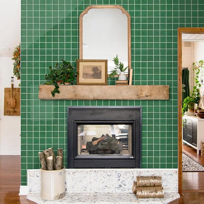 Commomy Thicker Green Peel and Stick Tiles - 10 pcs of 12" x 12" | 3D Adhesive Square Peel and Stick Tiles Backsplash for Kitchen, Bathroom, Removable, Waterproof, Vinyl Wall Tile
