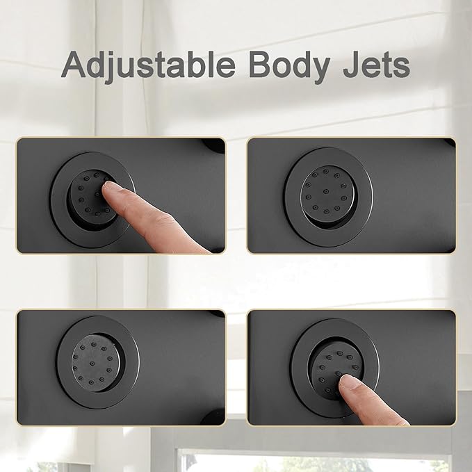 Homevacious Stainless Steel Shower Panel Tower System, Rainfall Waterfall Shower Head,5 Massage Body Jets and Handheld,Wall Mounted Multi-Function Bathroom Shower Panel,Matte Black