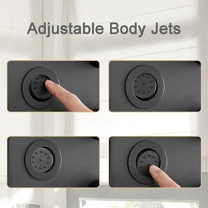 Homevacious Stainless Steel Shower Panel Tower System, Rainfall Waterfall Shower Head,5 Massage Body Jets and Handheld,Wall Mounted Multi-Function Bathroom Shower Panel,Matte Black