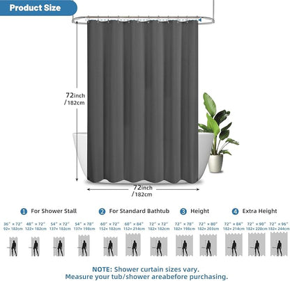 2-in-1 Waterproof Fabric Shower Curtain - No Separate Liner Needed, Hotel-Style Waffle Weave, Effortless Cleaning & Washable Bathroom Shower Curtain Set,72Wx72H,Chocolate Grey