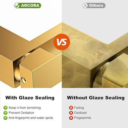 Brushed Gold Bathroom Faucet ARCORA Modern Bathroom Faucets for Sink 3 Hole 1 Hole Lavatory Vanity Sink Faucet with Deck Plate and Pop Up Drain