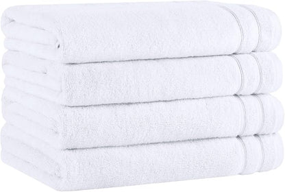 Comfort Spaces Extra Large Bath Towel Set of 4 Piece 30x60 Bath Sheet Set Shower Towel Beach Towel 100% Cotton Bathroom White Towel Set Quick Dry Oversized Highly Absorbent Soft 400GSM Dual Layer