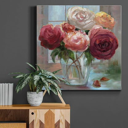 Renditions Gallery Rose Society Wall Art, Premium Gallery Wrapped Canvas Decor, Ready to Hang, 40 in H x 40 in W, Made in America Print