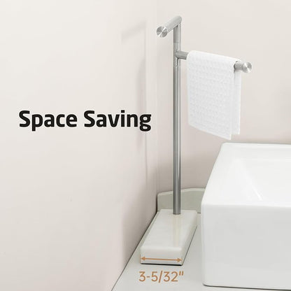 KES Hand Towel Holder Stand for Bathroom, Countertop Towel Stand Swivel with Marble Base, 17.3" 2 Arms Hand Towel Holder Freestanding Counter Top 18/8 Stainless Steel Brushed Finish, BTH233A-2 | Dual 360° Rotatable Arms, 3.3 Lb Marble Base For Stabilit...